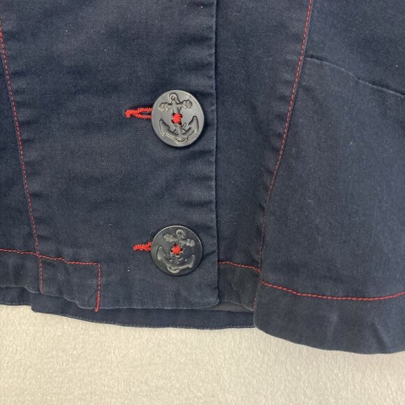 Vintage Nautical Blazer Jacket Womens 8 Casual Metrostyle Anchor Buttons Coastal - Picture 4 of 16